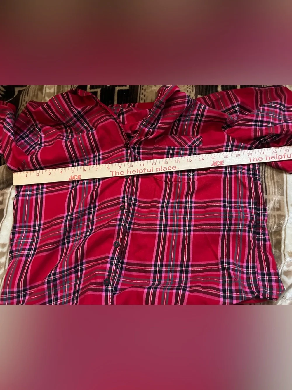 Victorias Secret Pajama Set Size S Red Pink Plaid Lightweught Cotton Holiday